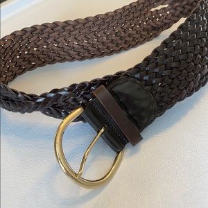 Ann Taylor braided wide brown leather belt small
